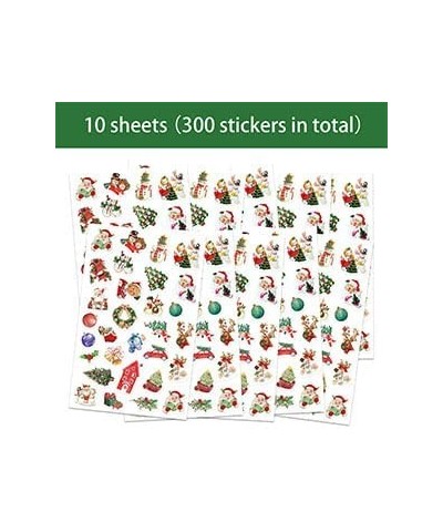 Vintage Christmas Stickers 10 Sheets 300 Pcs Happy Holiday Sticker Sheets for Kids Party Home Classroom Decoration $15.35 Kid...