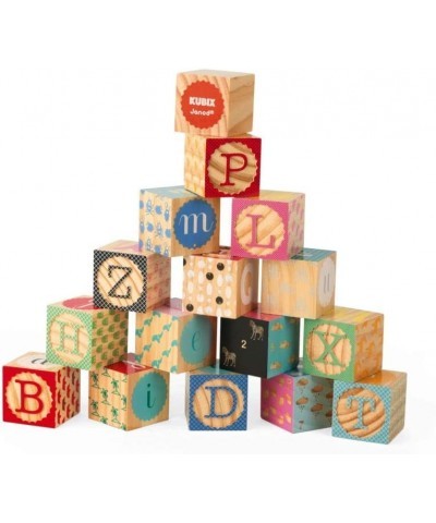 Kubix 16 Wooden Alphabet and Numbers Blocks - Ages 2+ - J08078 $35.04 Early Development & Activity Toys