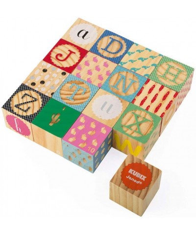 Kubix 16 Wooden Alphabet and Numbers Blocks - Ages 2+ - J08078 $35.04 Early Development & Activity Toys