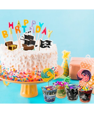 Mini Pirate Buckets Set of 12 Pirate Party Supplies for Holding Favors Includes 4 Eye-Catching Styles Great as Pirate Party D...