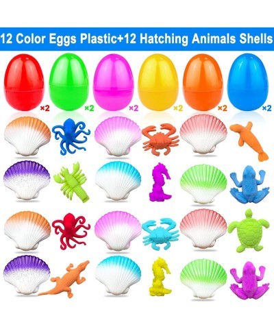 12 Pack Easter Eggs Hatching Growing in Water Animal Toys Easter Basket Stuffers for Toddler Plastic Easter Eggs with Toys In...