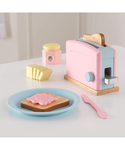 Wooden Toaster Playset with 8 Pieces and Working Handle Play Kitchen Toy - Pastel Gift for Ages 3+ $31.93 Toy Kitchen Products