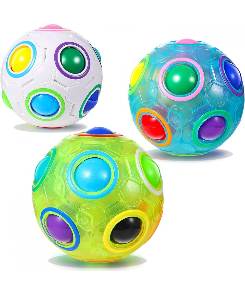 3 Pieces Magic Rainbow Ball Magic Cube in 3 Colors Puzzle Glow Color Match Brain Teasers Games Stress Fidget Toys Handheld Se...