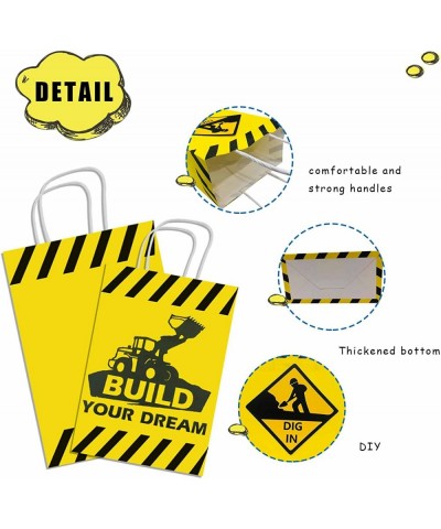 24 pcs DIY construction Party Bags with Handles construction Party Favors gift bags for boys and kids birthday party construc...