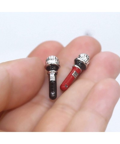 1/12 Dollhouse Miniature Accessories Metal Microphone with Stand Music Room Recording Room Studio Decoration - Black $13.13 D...