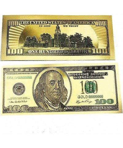 Gold 100 Dollar Bill 5 Pack $100 Gold Leaf Bills for Bookmarks Commemorative Coins with Gold Foil for Kids and Party Fake Ban...