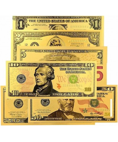 Gold 100 Dollar Bill 5 Pack $100 Gold Leaf Bills for Bookmarks Commemorative Coins with Gold Foil for Kids and Party Fake Ban...