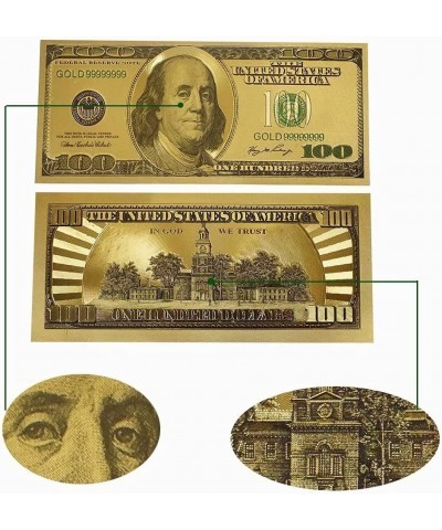 Gold 100 Dollar Bill 5 Pack $100 Gold Leaf Bills for Bookmarks Commemorative Coins with Gold Foil for Kids and Party Fake Ban...