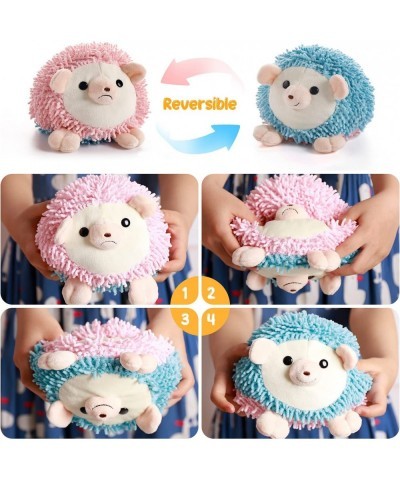 Reversible Hedgehog Plushie 6" Cute Mood Switch Stuffed Animal Throw Pillow Doll Soft Plush Fluffy Friend Hugging Cushion - P...