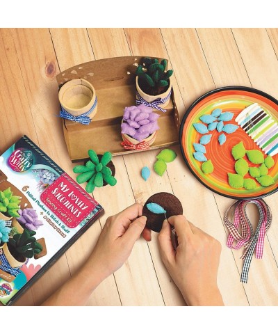 Felt Succulents Craft Kit. Make 6 Potted Colorful Plushies & A Display Rack. Mini Garden DIY Sewing Project Activity Set Arts...