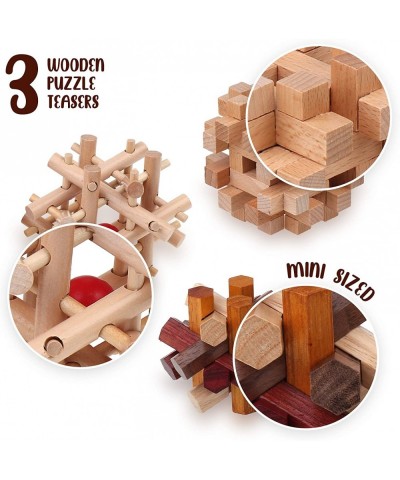 Wooden Brain Teaser Puzzles for Adults & Kids - 3D Puzzles Brain Games IQ Mind and Logic Test - Challenging Wood Educational ...