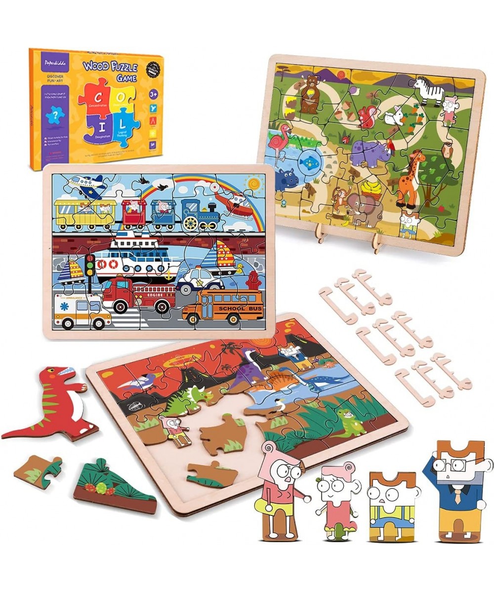 Wooden Puzzles for Kids Ages 3-5 Jigsaw Puzzles 93 Pieces with Wooden Bracket Children Learning Educational Toys for Boys and...