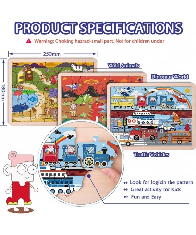 Wooden Puzzles for Kids Ages 3-5 Jigsaw Puzzles 93 Pieces with Wooden Bracket Children Learning Educational Toys for Boys and...