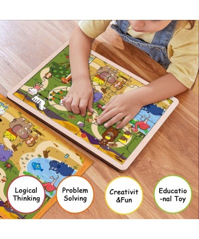 Wooden Puzzles for Kids Ages 3-5 Jigsaw Puzzles 93 Pieces with Wooden Bracket Children Learning Educational Toys for Boys and...