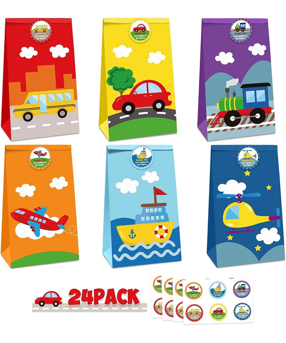 24 Packs Transportation Goodie Candy Treat Bags Transportation Party Favors Gift Bags with Thank You Stickers for Kids Car Bu...