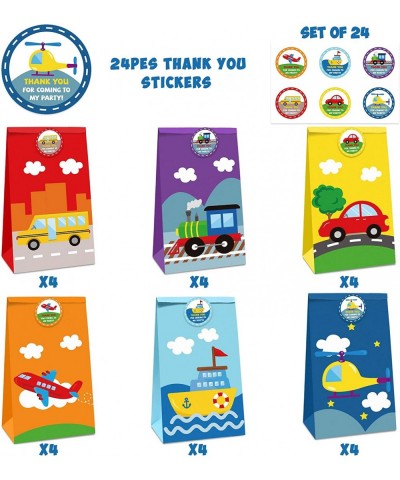 24 Packs Transportation Goodie Candy Treat Bags Transportation Party Favors Gift Bags with Thank You Stickers for Kids Car Bu...