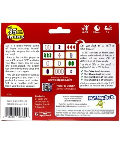 SET - The Family Card Game of Visual Perception - Race to Find The Matches For Ages 8+ $21.13 Card Games