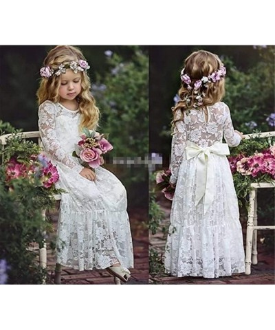 Flower Girl Maxi Dress Princess Lace Tulle Photo Gowns Wedding Party Dress $42.88 Kids' Costumes