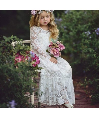 Flower Girl Maxi Dress Princess Lace Tulle Photo Gowns Wedding Party Dress $42.88 Kids' Costumes