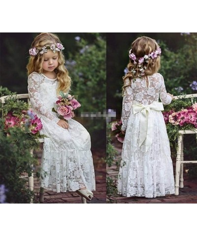 Flower Girl Maxi Dress Princess Lace Tulle Photo Gowns Wedding Party Dress $42.88 Kids' Costumes