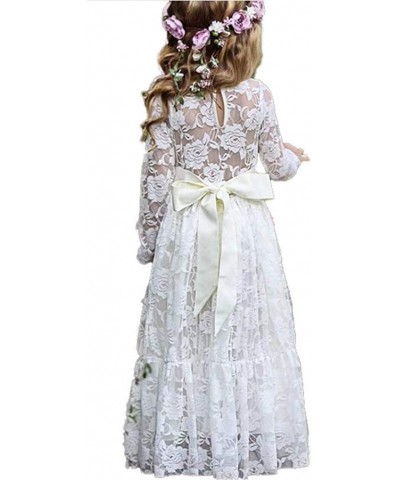 Flower Girl Maxi Dress Princess Lace Tulle Photo Gowns Wedding Party Dress $42.88 Kids' Costumes