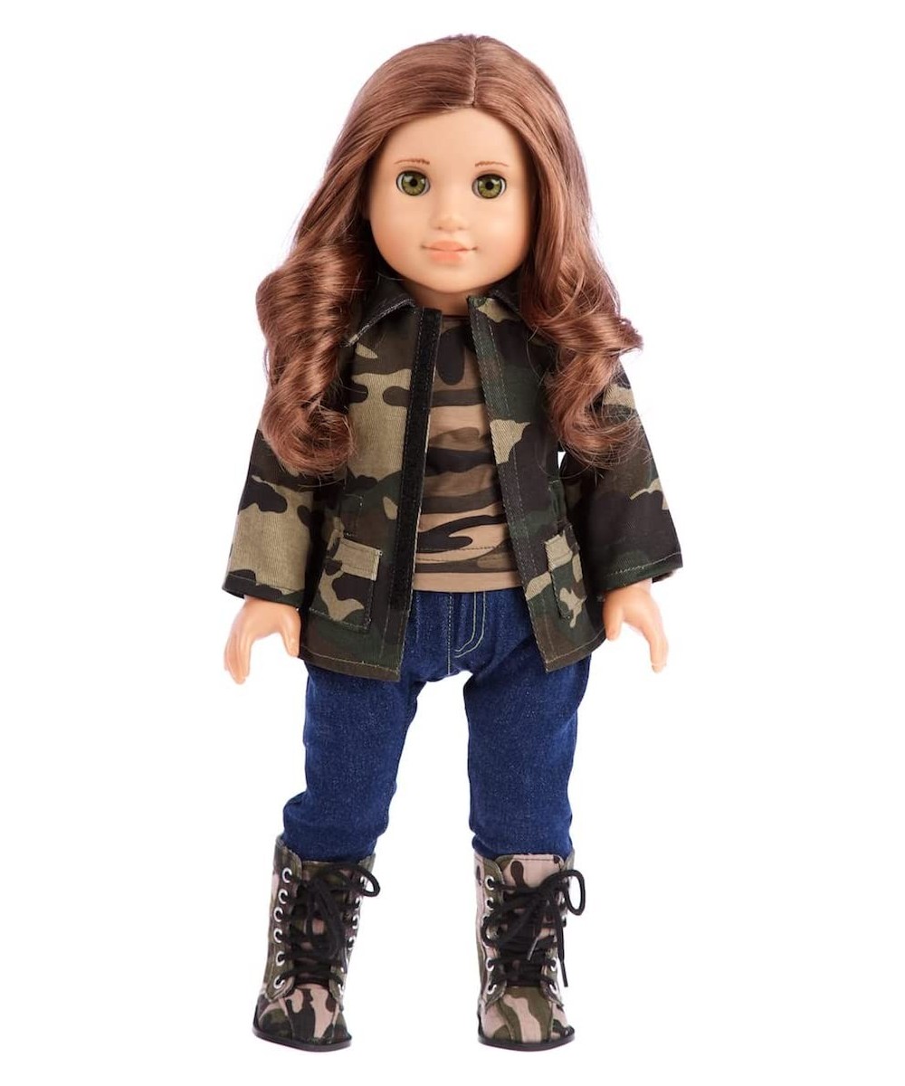 Military Style - Clothes Fits 18 Inch Doll - 4 Piece Outfit - Camouflage Jacket T-Shirt Stretchy Jeans and Camouflage Boots (...