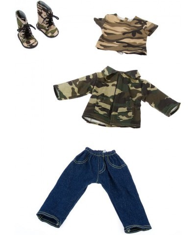 Military Style - Clothes Fits 18 Inch Doll - 4 Piece Outfit - Camouflage Jacket T-Shirt Stretchy Jeans and Camouflage Boots (...