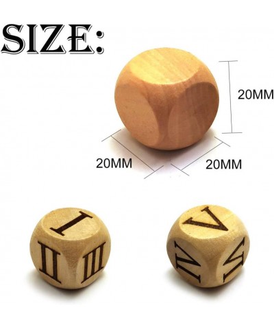 Set of 6 Pieces 20MM Wood Dice Set Creative Design Roman Number Pattern Wood Rolling Dices Party Game Roll Decider $14.78 Gam...