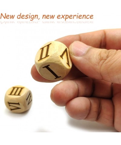 Set of 6 Pieces 20MM Wood Dice Set Creative Design Roman Number Pattern Wood Rolling Dices Party Game Roll Decider $14.78 Gam...