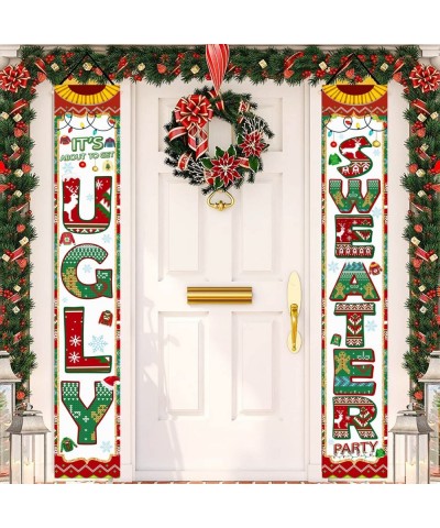 Ugly Christmas Sweater Party Decorations Porch Sign Ugly Sweater Party Decorations Its About To Get Ugly Banner Tacky Christm...