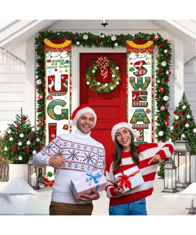 Ugly Christmas Sweater Party Decorations Porch Sign Ugly Sweater Party Decorations Its About To Get Ugly Banner Tacky Christm...