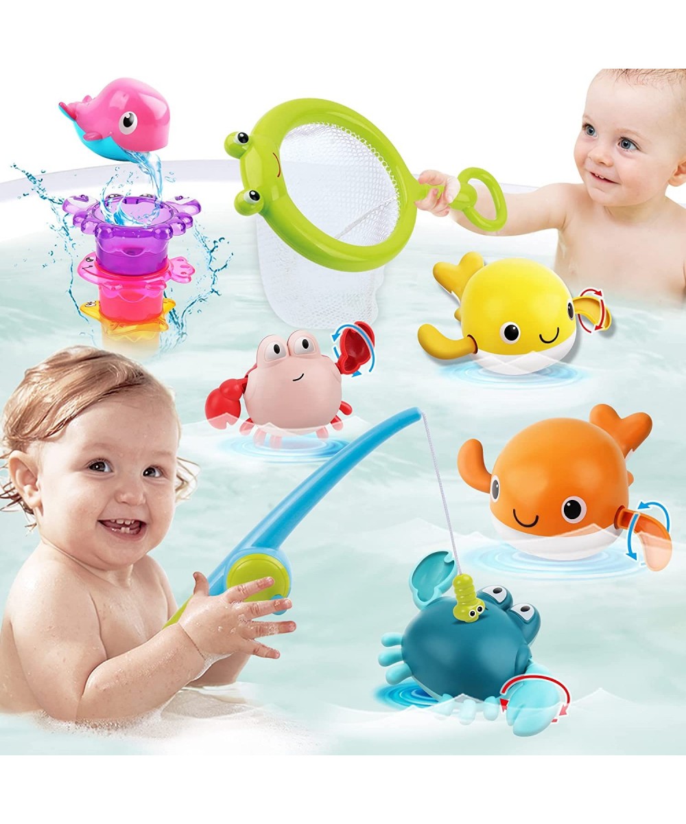 Bath Toy for Toddlers 1-3 Bathtub Toy with Floating Mold Free Swimming Toys and Stacking Cups Magnetic Fishing Game for Toddl...