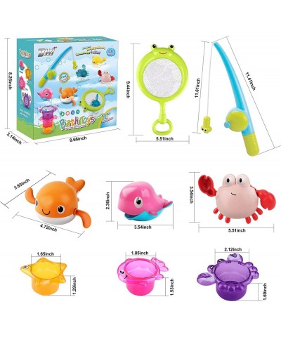 Bath Toy for Toddlers 1-3 Bathtub Toy with Floating Mold Free Swimming Toys and Stacking Cups Magnetic Fishing Game for Toddl...