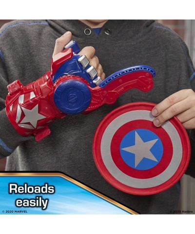 Power Moves Marvel Avengers Captain America Shield Sling Disc-Launching Toy for Kids Roleplay Toys for Kids Ages 5 and Up (Am...