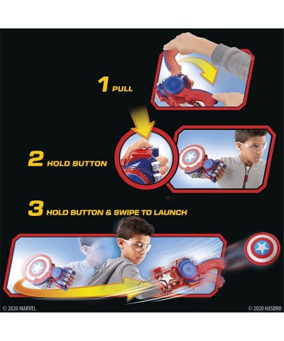 Power Moves Marvel Avengers Captain America Shield Sling Disc-Launching Toy for Kids Roleplay Toys for Kids Ages 5 and Up (Am...