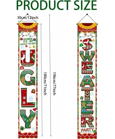 Ugly Christmas Sweater Party Decorations Porch Sign Ugly Sweater Party Decorations Its About To Get Ugly Banner Tacky Christm...