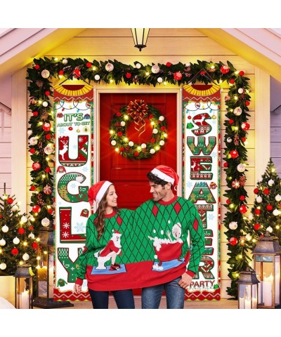 Ugly Christmas Sweater Party Decorations Porch Sign Ugly Sweater Party Decorations Its About To Get Ugly Banner Tacky Christm...