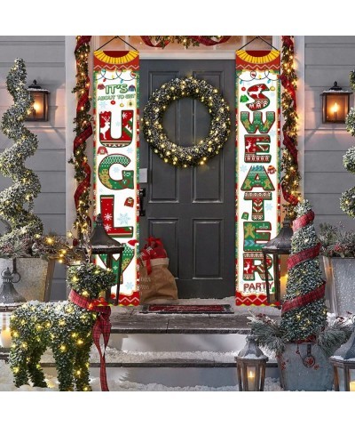 Ugly Christmas Sweater Party Decorations Porch Sign Ugly Sweater Party Decorations Its About To Get Ugly Banner Tacky Christm...