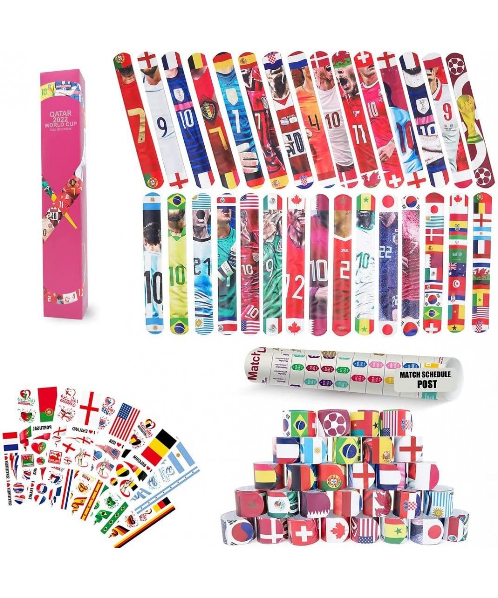 131 Pcs Soccer Party Favors with 2022 World Cup Qatar World Cup Slap Bracelets Soccer Tattoos Stickers Time Schedule Soccer T...