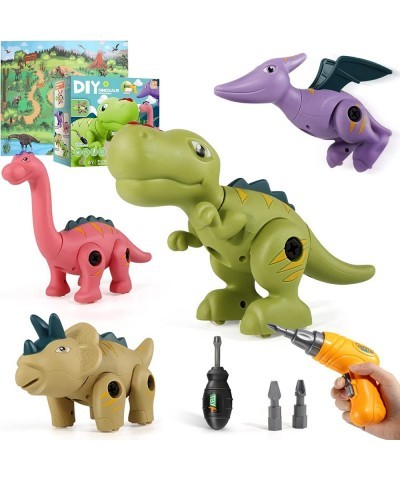 Take Apart Dinosaur Toys Set for 3 4 5 Year Old Toddlers Boys and Girls 4 Pieces of DIY Dinosaur with Electric Drill and Mat ...