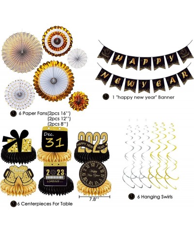 New Years Eve Party Supplies 2023 - New Years Decorations Kit Includes 65 Balloons Arch 6 Paper Fans 6 Table Centerpieces 6 H...