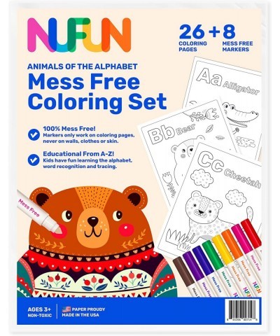 Mess Free Coloring Set - Animals of The Alphabet Kids Create No Mess Wonders with Special Coloring Paper Gift for Toddlers an...