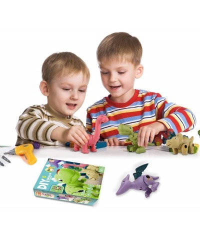 Take Apart Dinosaur Toys Set for 3 4 5 Year Old Toddlers Boys and Girls 4 Pieces of DIY Dinosaur with Electric Drill and Mat ...