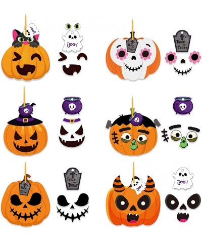 30Pcs Halloween Pumpkin Ornaments Make Your Own Halloween Pumpkin Paper Craft Hanging Ornaments Kids DIY Pumpkin Make-a-Face ...