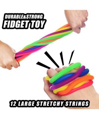 12 Pack Large Monkey Noodles Sensory Stretch Strings Fidget Toys Stress Relief Toy for Kids and Adults Improve Concentration ...