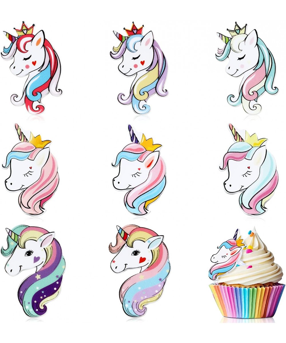 48 Pcs Christmas Unicorns Cupcake Rings for Girls Birthday Party Unicorn Christmas Party Favors Unicorn Topper Cupcake Decora...