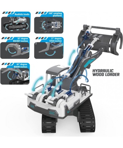 STEM Building Hydraulic Excavator Toy for Kids 6 in 1 Hydraulic Robot Arm Construction Truck with Bulldozer Crane Wood Loader...