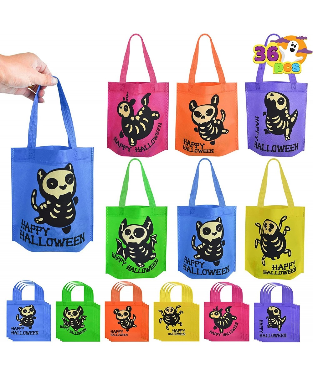 36 PCS Halloween Treat Bags for Trick or Treat Halloween Non-Woven Tote Bag in 6 Skeleton Designs Halloween Goodie Tote Bags ...