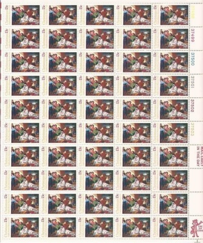 Christmas Copley Sheet of 50 x 13 Cent US Postage Stamps Scott 1701 $17.66 Collectibles Display & Storage