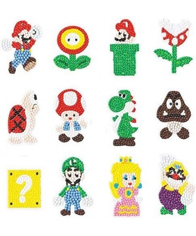 12PCS 5D DIY Diamond Painting Kits for Supermario Party Stickers for Kids Stick Paint with Diamonds Drill for Supermario Part...